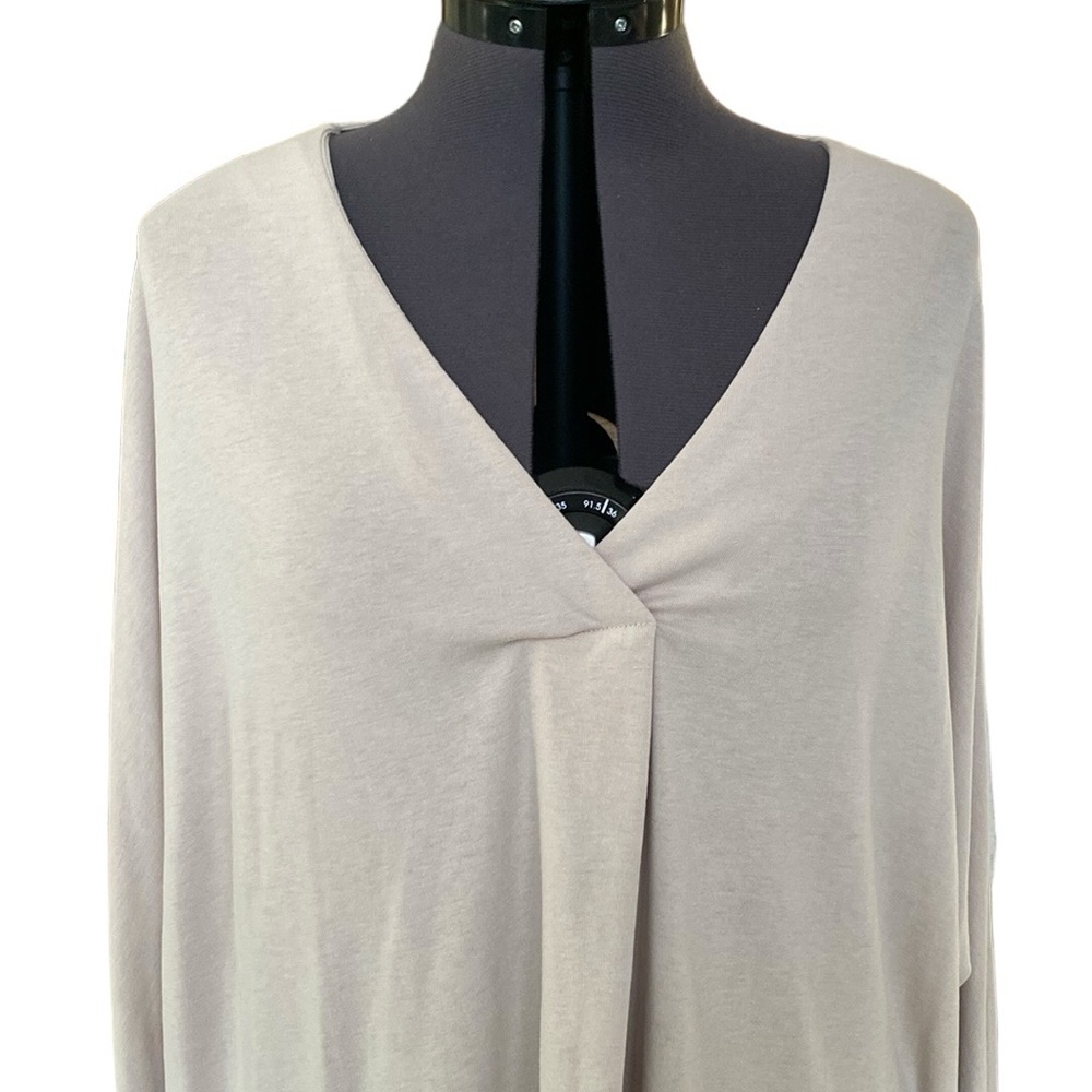 Glam Size L Tan V-Neck Front Nude Lone Sleeve Big Sweater Hand Wash Cold China